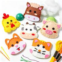 6Pcs Farm Animals Felt Sewing Craft Kit For Kids, DIY Handmade Animal Keychain Pendant Making Set, Comes With Needles, Sewing Thread & Bead Chains(Color Random),Educational Beginner Sewing Art Craft Supplies,Birthday Holiday Gift For Boys Girls - Multicolor - View 7