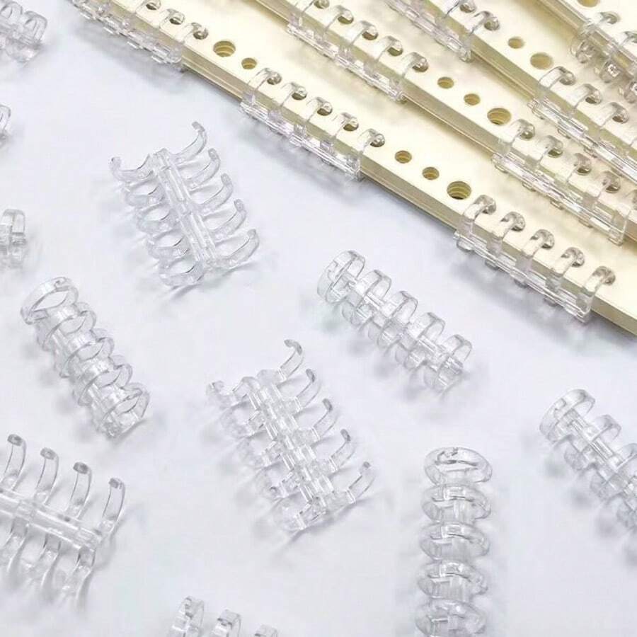 10/20pcs Loose-Leaf Binder Clips, 5-Hole Plastic Binding Strips, Loose-Leaf Clips, Plastic Roll, Detachable Loose-Leaf Core, Easy-Open Page Fixers, Suitable For Organizing Loose-Leaf Paper And Office Supplies, Loose-Leaf Notebook, Random Color
