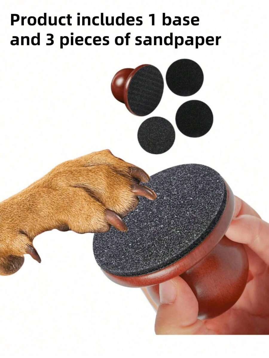 Wooden Pet Nail File, Dog Grooming Tool, Detachable Home Nail Scraper, Replaceable Abrasive, Pet Cleaning Tool, Claw Trimming And Grooming Tool - A - View 1