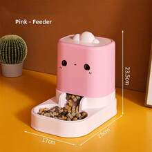 2-In-1 Automatic Pet Feeder And Water Dispenser Set, Independent Combination Design, Gravity-Fed Cat Food Feeder, Large Capacity Dog Food Water Station, Cute Cartoon Design Suitable For Kittens, Puppies And Small Pets - Large Capacity - View 7