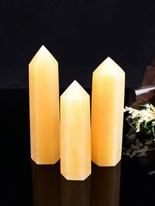 1pc Natural Crystal Lemon Jade Pointed Pillar Healing Stone Hexagonal Square Pointed Stone Rod Healing Ornament - Lemon Jade - View 21