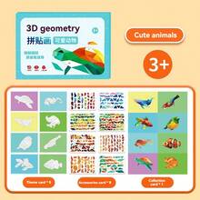 1pc Sticker Puzzle - Children's 3D Geometric Collage Sticker, Handmade DIY Intellectual Puzzle Sticker, Focus Early Education Educational Toy, Educational Activity Book, Suitable For Adults, Cultivate Creativity And Motor Skills, Includes Animals, Shapes, Colors - Birthday, Christmas, Halloween Gifts - Multicolor - View 10