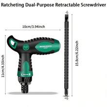 Multifunctional T-Handle Ratchet Screwdriver + Small Screws, Dual-Purpose Flat Head Flexible, Strong Magnetic Tip Easy Grip, Adjustable Height, Suitable For Home Repair/DIY Projects/Machinery - Set - View 3