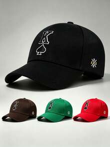 1pc Gothic Men Hat K Of Spades Embroidered Side AR Printing Baseball Cap Adjustable Design Perfect For Outdoor Excursions Hiking And Everyday Wear - Multicolor - View 2