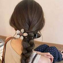 Large Flower Alligator Hair Clip For Women, Comfortable Non-Snagging Back Of Head Hair Accessory, Elegant New Style Straight Claw Clip - Multicolor - View 5