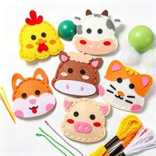 6Pcs Farm Animals Felt Sewing Craft Kit For Kids, DIY Handmade Animal Keychain Pendant Making Set, Comes With Needles, Sewing Thread & Bead Chains(Color Random),Educational Beginner Sewing Art Craft Supplies,Birthday Holiday Gift For Boys Girls - Multicolor - View 9