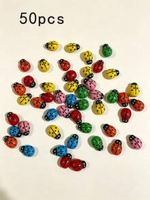 100pcs Colorful Mini Ladybug Decorations, Micro Resin Ladybug Figurines For Miniature Landscapes, Fairy Gardens, DIY Crafts, Potted Plant Decor, Multi-Color Self-Adhesive Ladybug Accessories [50/1pc] - New Model - View 14