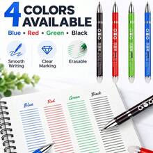 3pcs Neutral Pens, Erasable Gel Pens 0.7mm, Black Red Blue Green Multicolor Clickable Erasable Pens, Smooth Writing, Clear Handwriting, Erasable Without Leaving Traces, Not Easy To Stain Hands, Homework Practice Notebook Marking Colored Pens, Large Capacity Office And Study Stationery, Durable And Easy To Use, Essential Writing Tools For Back To School - Rectangle - View 1