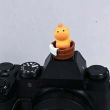 Kawaii 3D Yellow Dinosaur Bathing Series Camera Hot Shoe Cover, Cute Cartoon Figurine Dust Protection Cap For Camera, Creative Photography Gift - View 3