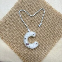 You Can Make Your Own White Diamond Letter Car Rearview Mirror Hanger. It Features A Silver Bead Chain Design, With An Elegant Shiny Cream Texture. It Can Be Easily Hung On The Car's Rearview Mirror And Is A Charming Interior Decoration For Your Car. - Letter Pendant - View 24