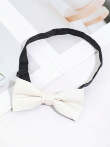 1Pc Men Off White Textured Matte Classic Formal Pre-Tied Bow Tie For Wedding Party Business Tuxedo - Multicolor - View 4