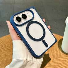Miniso 磁吸無線充電手機殼，相容 iPhone Duo，新款 iPhone 18 折疊式，壓克力 PC 硬背 + TPU 軟邊，高透明 HD 保護殼，極簡商務高級風，男女通用 - 深藍色 - 查看 3