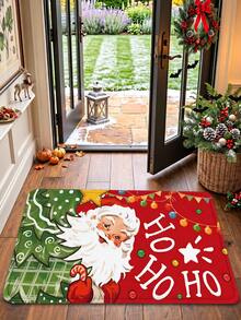 1pc Red Christmas Door Mat, Funny Cute Santa Claus Non-Slip Welcome Mat For Front Door Entryway Floor Hallway Laundry Room Kitchen Sink, Winter Holiday Decor - A - View 7