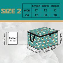1pc 2DFat. Thickened Foldable Zipper Storage Box, Green Cartoon Snowman Full Print Design, Can Store Clothes, Bedding, Nail Tools, Holiday Miscellaneous Items, Fits Under Bed, Suitable For Bookshelf Organization, Car Trunk Storage, Cosmetics, Hair Styling Tools, Office, Home Organization, Blankets, Daily Small Items Large Capacity Storage, Wardrobe Placement And Moving Packing, Zipper Closure Secure Handle Reinforced Weight-Bearing Durable - Multi-color - View 11
