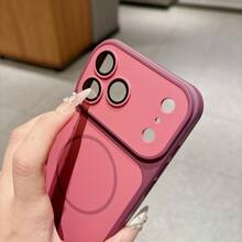 Magnetic Skin-Feel Phone Case Compatible With IPhone 11 12 13 14 15 16 Pro Max 17 17 Pro Max 18 18 Pro Max - Cherry Red - View 7