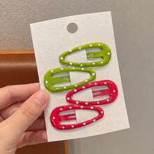 4PCS Cute Colorful Polka Dot Hollow Waterdrop Snap Hair Clips For Women, Dopamine Side Bangs Hairpins For Daily Styling - Multicolor - View 10