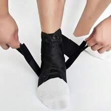 Ankle Brace, Quick-Lacing Unisex Ankle Support, Includes 2 Auto-Molding Pads, Breathable Fabric Cooling Ankle Joint Stabilizer, Suitable For Running And Sports - Black - View 7