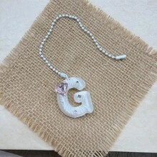 You Can Make Your Own White Diamond Letter Car Rearview Mirror Hanger. It Features A Silver Bead Chain Design, With An Elegant Shiny Cream Texture. It Can Be Easily Hung On The Car's Rearview Mirror And Is A Charming Interior Decoration For Your Car. - Letter Pendant - View 52