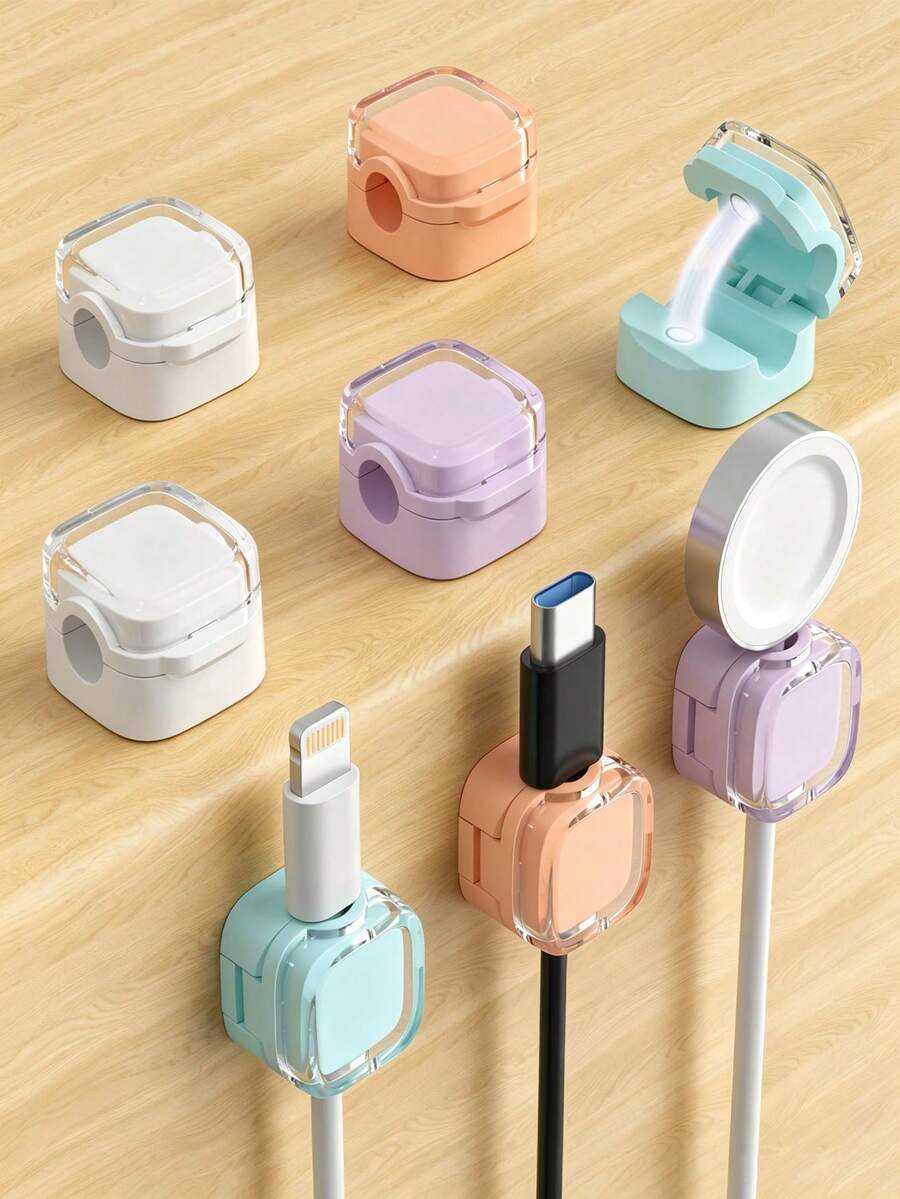 3/1pc Magnetic Cable Clips, Magnetic Desktop Cable Holder, Slot-Type Cable Clips - Cable Organizer, Cable Management, Cable Tidy Clips, Cable Fixer, Desktop Cable Organizer, Self-Adhesive Cable Management