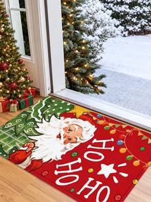 1pc Red Christmas Door Mat, Funny Cute Santa Claus Non-Slip Welcome Mat For Front Door Entryway Floor Hallway Laundry Room Kitchen Sink, Winter Holiday Decor - A - View 8