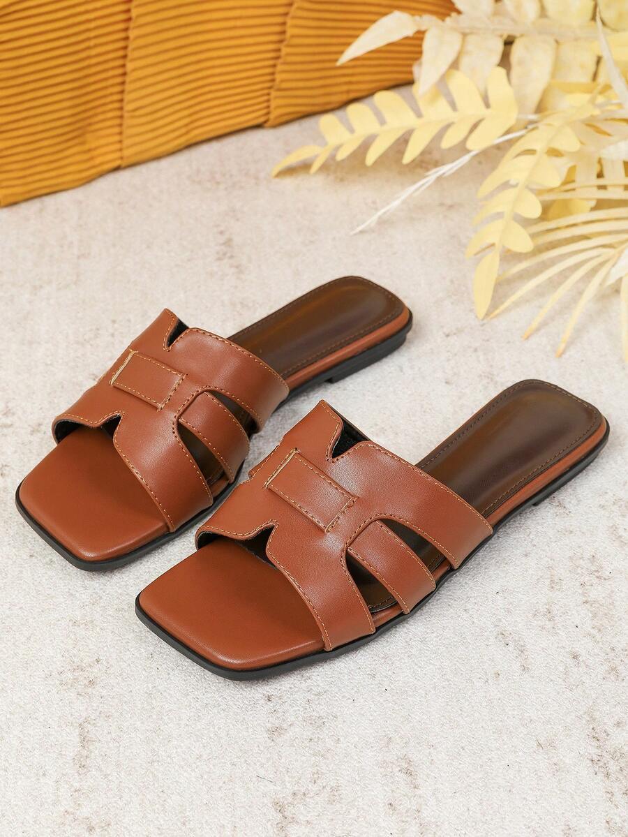 Women's Flat Sandals Spring Summer New Versatile Soft Sole Beach Slippers Fashion Roman Sandals - Brown - View 1