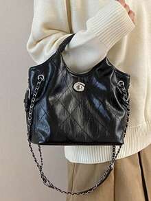 BAILEE A Minimalist And Stylish Faux Leather Handbag With A Distinctive Rotating-Lock Strap Design,Ideal For Outfit Coordination And An Excellent Gift Choice - Multicolor - View 4