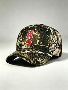 1pc Gothic Men Camo Hat King Of Spades Embroidery Baseball Cap Adjustable Design Stylish Hiking Hat Great For Parties, Hiking, And Sun Protection - Camouflage - View 7