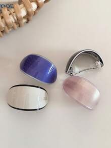 1pc Premium Curved Hair Clip For Women, Solid Color Ponytail Hair Accessory, Hair Tie Clip - Multicolor - View 6