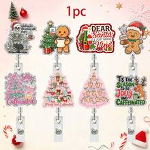 1 cái dây đeo thẻ xoay co rút Noel với thiết kế acrylic cây cà phê & người bánh gừng, quà tặng giá đỡ thẻ ID ngày lễ - Nhiều màu - Xem 1