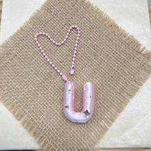 You Can Make Your Own White Diamond Letter Car Rearview Mirror Hanger. It Features A Silver Bead Chain Design, With An Elegant Shiny Cream Texture. It Can Be Easily Hung On The Car's Rearview Mirror And Is A Charming Interior Decoration For Your Car. - Letter Pendant - View 58