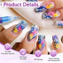 12 Colors Nail Art Pen Set, Nail Art Marker Nail Polish Pen, DIY Nail Art Drawing Painting Outlining Pen, Nail Art Decoration Nail Art Tools - Multicolor - View 9