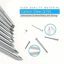 140pcs Assorted Hardware Nails, Wall Nails Storage Box, 6 Sizes, Suitable For Home Decor, Construction Site And Household Essentials - Silver - View 7