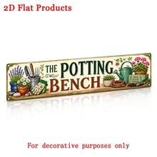 2D Flat Decorative Sign - [2Dflat], 1pc 40X10cm - Potted Plant Workbench Gardening Tools Floral Metal Sign 16X4 Inches, Vintage Greenhouse Farmhouse Wall Decor (Random Style) - A - View 5