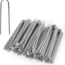 U-Shaped Garden Ground Stakes, Heavy Duty Fence Post Stakes, Galvanized Landscape Ground Pins For Lawn Fixing And Isolation - Multicolor - View 1