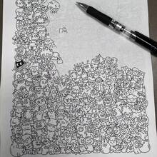 25pcs/50pcs/100pcs Interesting Coloring Drawing Book, Line Drawing Paper, Perfect For DIY Enthusiasts, Social Gatherings, And Interactions. It Can Also Be Used As A Birthday Or Holiday Gift To Pass The Time When Bored In Daily Life - A - View 2