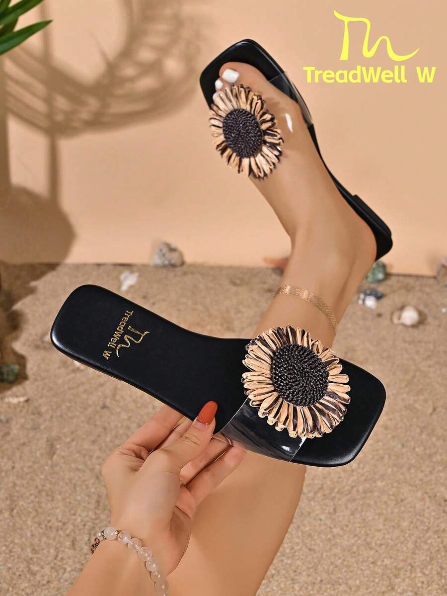 Women's Sandals, New Summer Ladies Fashion Black Slippers