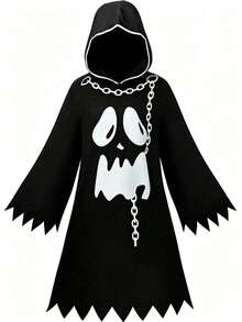 1pc Halloween Ghost Face White Ghost Cape, Unisex Cosplay Costume, Suitable For Theme Party (Fits Height 150cm) - View 9