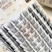 DOUDOUTIAN 48/80 Clusters Segmented Mermaid Winged False Lashes, Thick Slender Cold Elegant Look, 8-12mm Camera Ready Lashes For Shooting & Cosplay - C - View 8