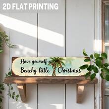2D Flat, 1pc, Vintage "Merry Christmas" Metal Sign, Tropical Holiday Theme, Wall Decor, Suitable For Living Room, Patio, Beach House, Cafe, Office, Decorative Sign (Random Style) - A - View 7