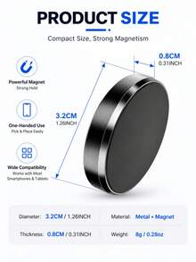 1pc Car Phone Holder Mini Ultra-Thin Magnetic 360° Rotating Dashboard Clip Strong Grip One-Hand Operation Compatible With IPhone And Android Phones Hands-Free Car Accessory Travel Essential Father's Day Gift Summer Road Trip - Mini Magnetic Version - View 4