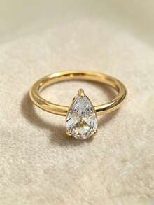 7pcs 18K Gold Plated Stainless Steel Ring Set, Stackable Rings, Clover, Ins Style, Waterproof Jewelry, Elegant Rings, Gemstone Rings, Gold Set Jewelry, Diamond Rings, Exquisite Gift, - 7-piece Ring Set - View 3