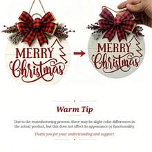 1pc Christmas Party Door Sign Decoration, Christmas Wooden Hanging Ornament, Christmas Decor, Artificial Woven Christmas Wreath, Wooden Door Wreath, Suitable For Home, Garden And Outdoor Holiday Decoration, Front Door Decor - Multicolor - View 9