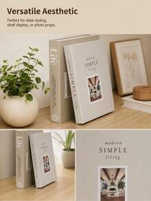 2 Pieces Home Decoration Simulation Book, Paper, Suitable For Coffee Table, Bookshelf Or Mantel, Used For Background Wall Decoration, Bookshelf Decoration And Desktop Decoration, Folded And Shipped, DIY Hand-Assembled, Easy To Transport. - Beige-white - View 3