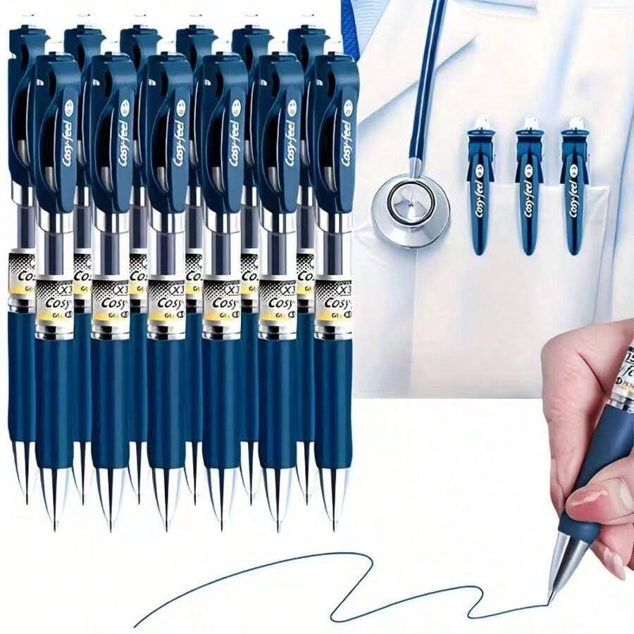 12pcs/Set Random Neutral Pens, Retractable Design, Multiple Patterns, Minimalist Printed Pens, Suitable For Weddings, Parties, Daily Use, Gifts, Perfect Valentine's Day Gift For Friends And Family - A - View 1