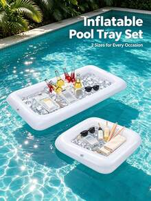 1pc PVC Inflatable Floating Bar Tray, Waterproof Floating Drink Holder, Portable Beverage Service Tray, Suitable For Swimming Pool Party, Beach Camping, Backyard Gathering, Hot Tub, Picnic, Summer Outdoor Party Supplies - A - View 8