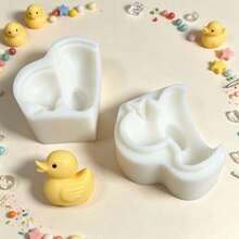 1pc Cartoon Simple Yellow Duck Silicone Mold, Handmade Simple Desktop Decoration, Can Be Made Of Resin Dropper Or Clay, Easy To Demold, And Reusable Mold. - White - View 4