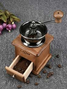 Manual Wooden Coffee Grinder & Pepper Mill, Hand Crank Coffee Bean Grinder With Storage Drawer, Easy To Clean,Adjustable Wood Pepper Grinder, Vintage Kitchen Tool For Fresh Coffee, Spices, Home Cafe Decor, Kitchen Countertop Accessory - Multicolor - View 5