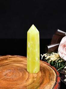 1pc Natural Crystal Lemon Jade Pointed Pillar Healing Stone Hexagonal Square Pointed Stone Rod Healing Ornament - Lemon Jade - View 22