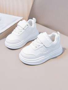 1 Pair Baby Soft Sole White Sneakers, Suitable For All Seasons - White - View 3