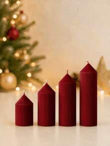 4pcs Gift Box Set Roman Column Beige Scented Candles, Smoke-Free Aromatic Candles, Burn Time Up To 72 Hours, Includes Fragrance, Pointed Cylindrical White Candles, Suitable For Home Decor - Fine-toothed Pointed Tip - View 8
